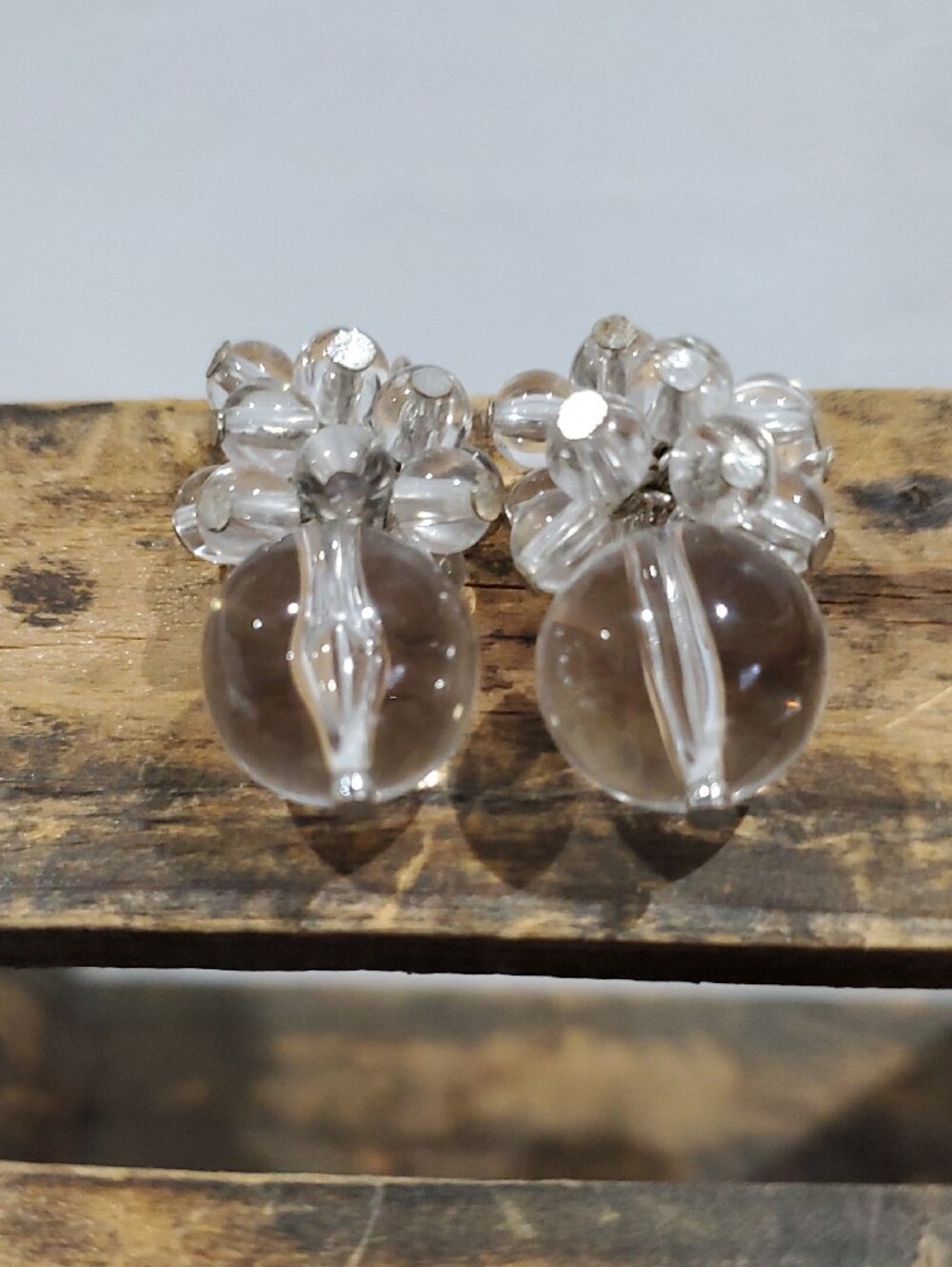 Clear Glass Cluster Drop Earrings - Women Jewelry - Picture 5 of 10